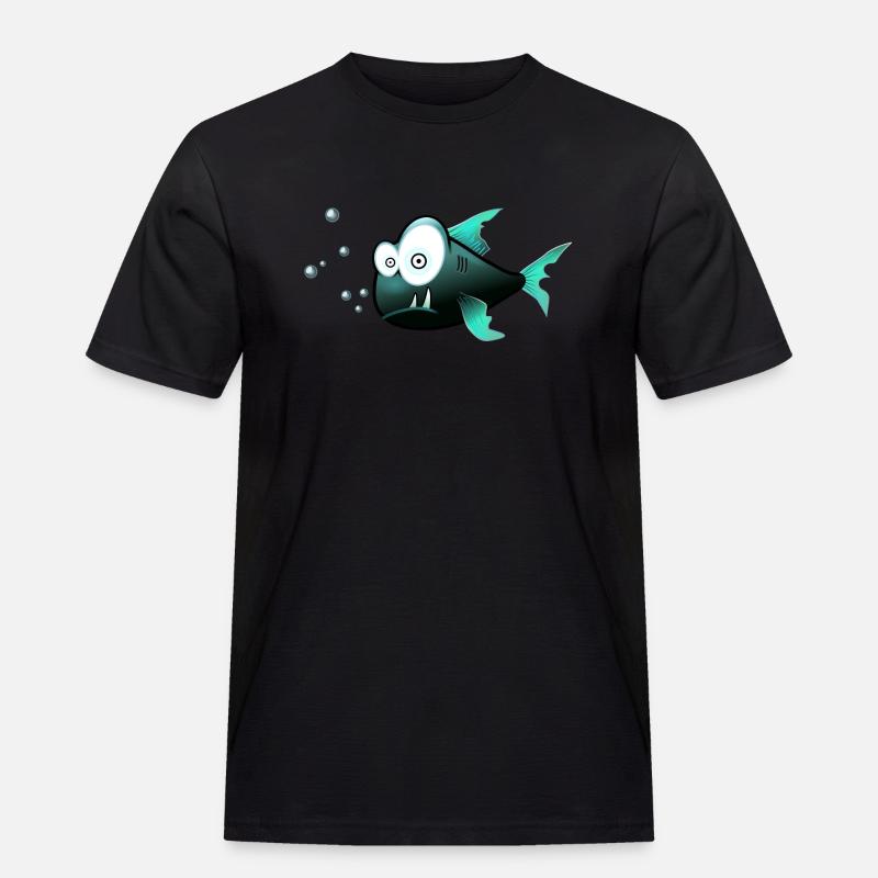 Fisch - Männer Workwear T-Shirt - Schwarz