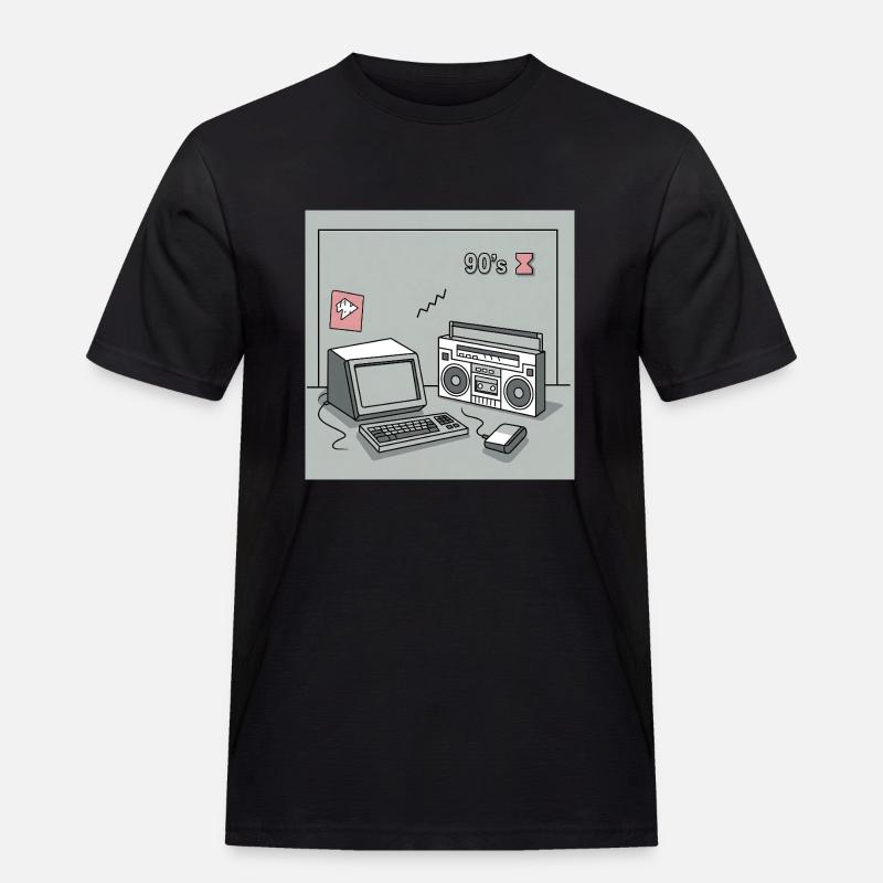90'ernes kultobjekter : Walkman, computer og Co. - Herre Workwear T-Shirt - sort