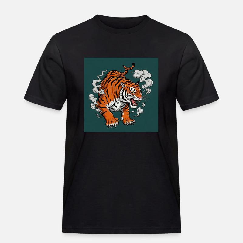 Gefährlicher Tiger - Comic Vibes - Männer Workwear T-Shirt - Schwarz