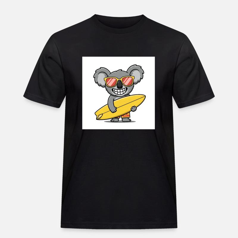 Surfender Koala mit Sonnenbrille - Männer Workwear T-Shirt - Schwarz
