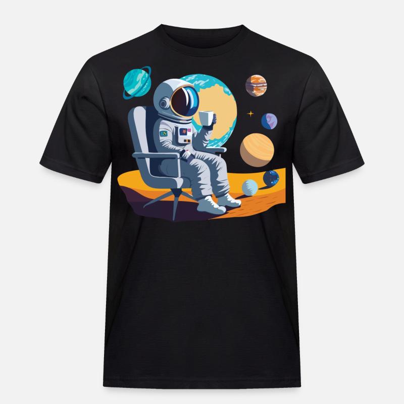Interstellare Kaffeepause - Männer Workwear T-Shirt - Schwarz