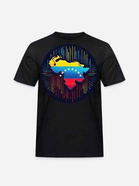 Neon Venezuela Map - Men's Workwear T-Shirt - black