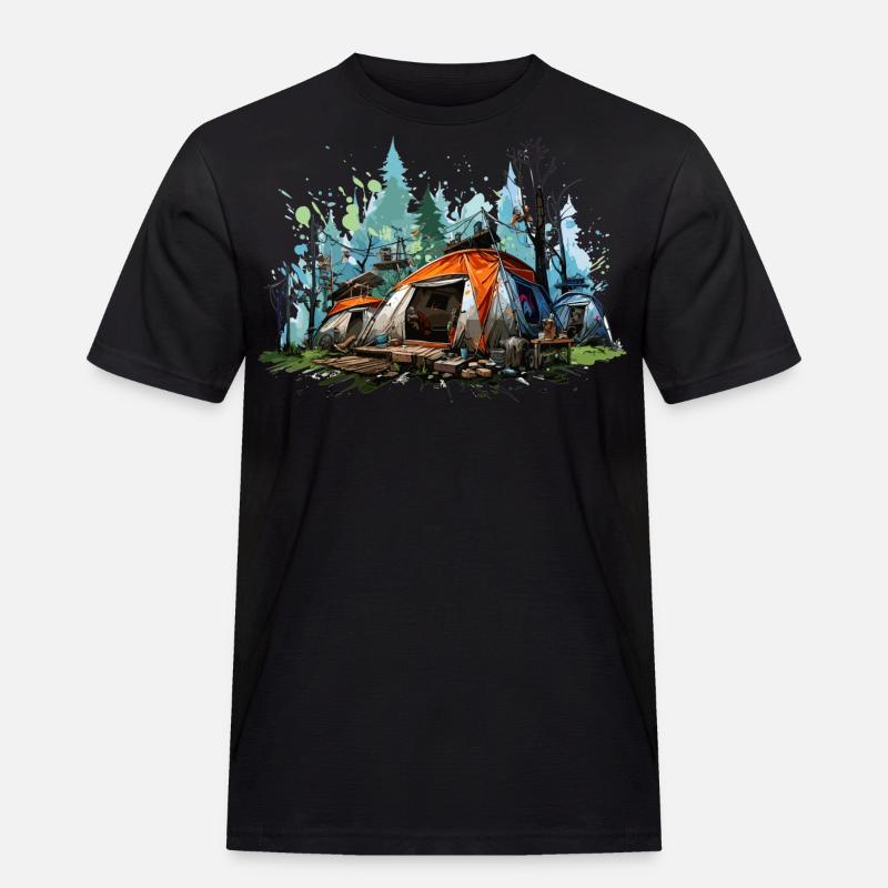 Camping-Atmosphäre. Ein Retro-Abenteuer. - Männer Workwear T-Shirt - Schwarz