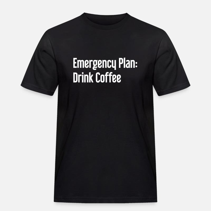 Kaffee-Notfallplan - Männer Workwear T-Shirt - Schwarz