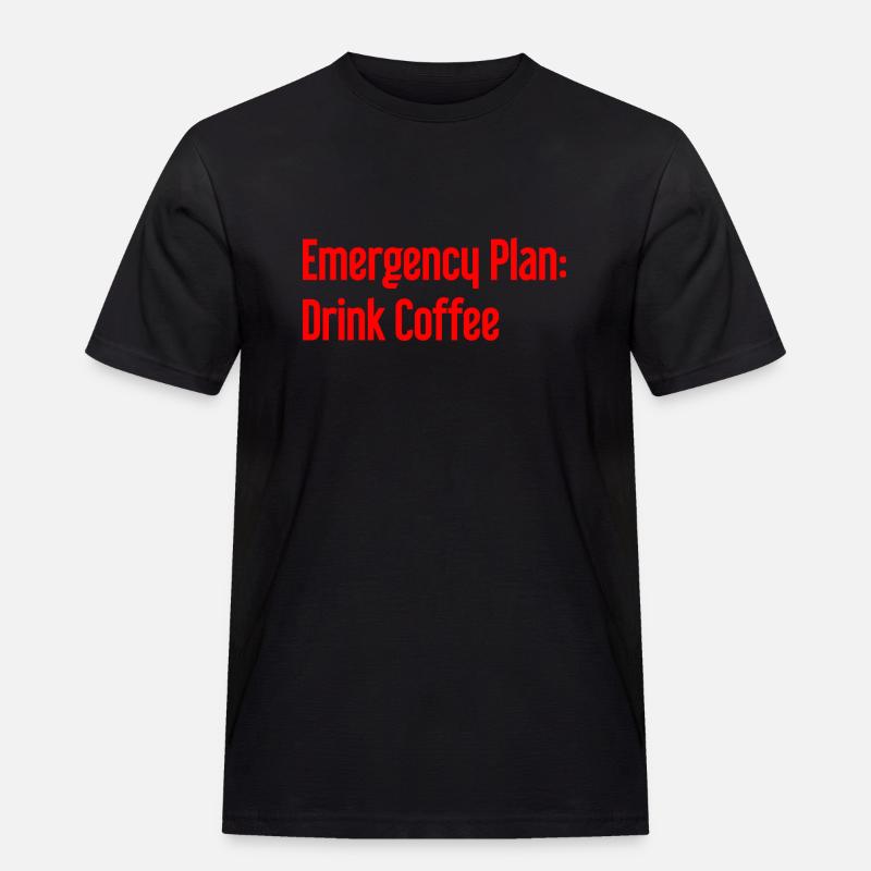 Kaffee-Notfallplan - Männer Workwear T-Shirt - Schwarz