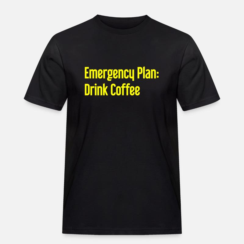 Kaffee-Notfallplan - Männer Workwear T-Shirt - Schwarz