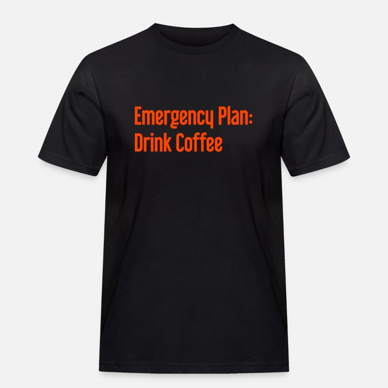Kaffee-Notfallplan - Männer Workwear T-Shirt - Schwarz