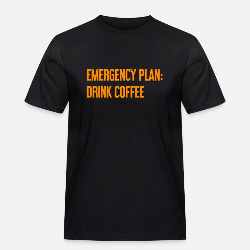Kaffee-Notfallplan - Männer Workwear T-Shirt - Schwarz