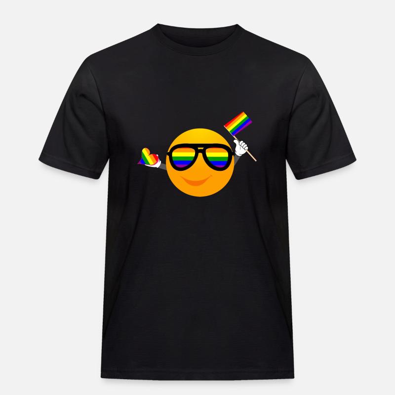 SMILE EMOTICONE LGBTQ - Männer Workwear T-Shirt - Schwarz