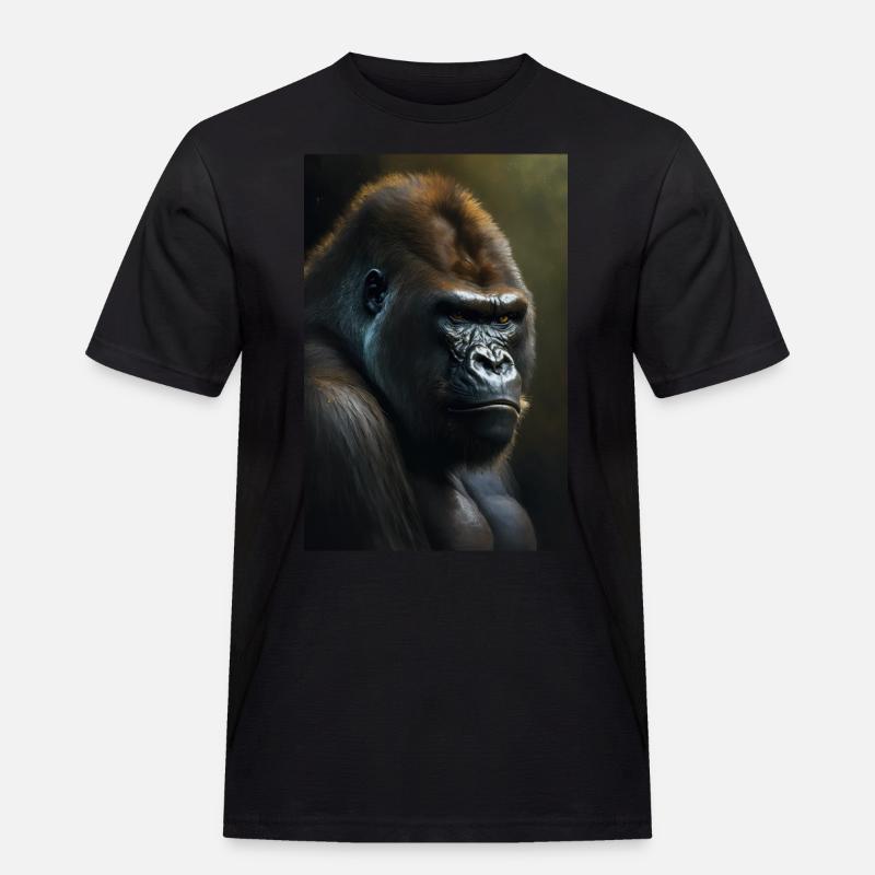 Gorilla Affe Cool - Männer Workwear T-Shirt - Schwarz