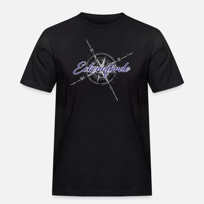 Eckernförde Kompass blau - Männer Workwear T-Shirt - Schwarz