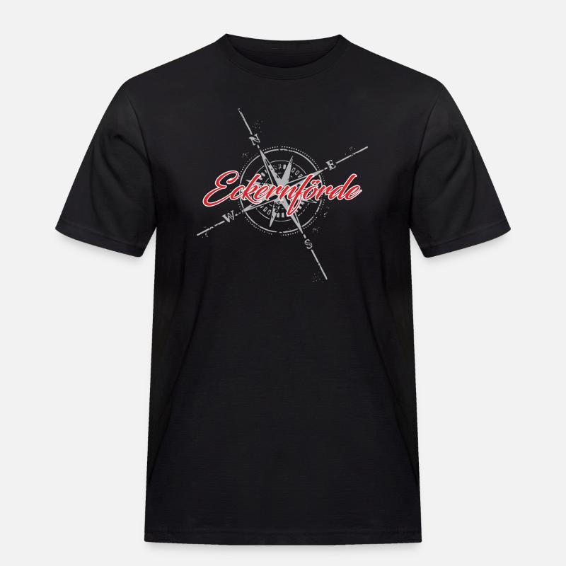 Eckernförde Kompass rot - Männer Workwear T-Shirt - Schwarz