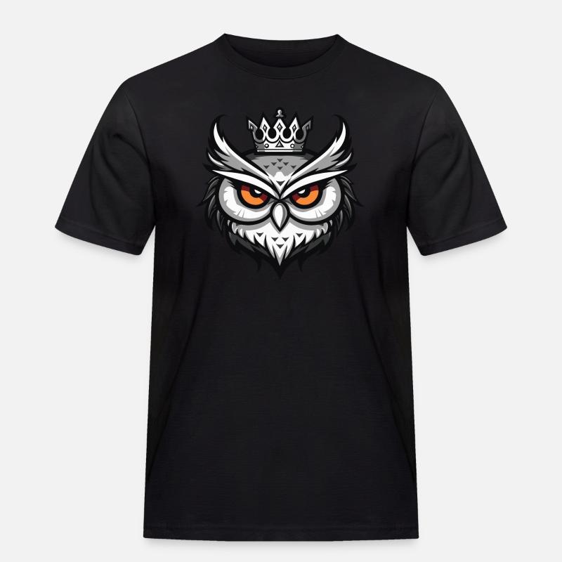 Eule Krone - Männer Workwear T-Shirt - Schwarz