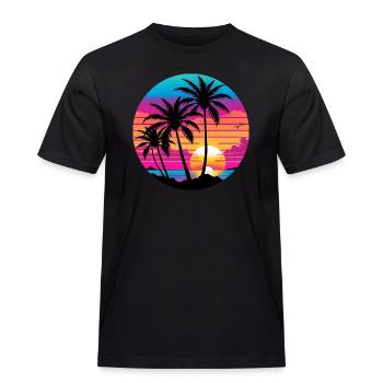 Beautiful and colorful beach sunset. - Men's Workwear T-Shirt - black - Front - AI Model Male 178 light (178cm)