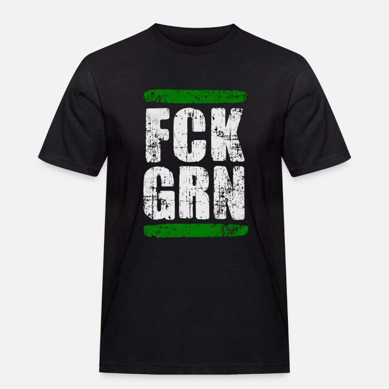 FCK GRN - Männer Workwear T-Shirt - Schwarz
