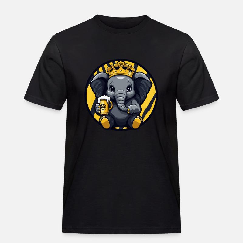 Elefant Bier - Männer Workwear T-Shirt - Schwarz
