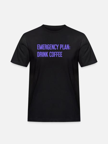 Kaffee-Notfallplan - Männer Workwear T-Shirt - Schwarz