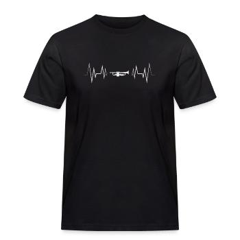 Herzschlag Trompete Silhouette - Männer Workwear T-Shirt - Schwarz - Vorne - AI Model Male 178 light (178cm)