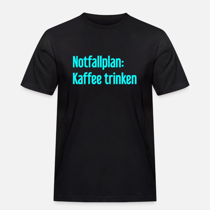 Kaffee-Notfallplan - Männer Workwear T-Shirt - Schwarz