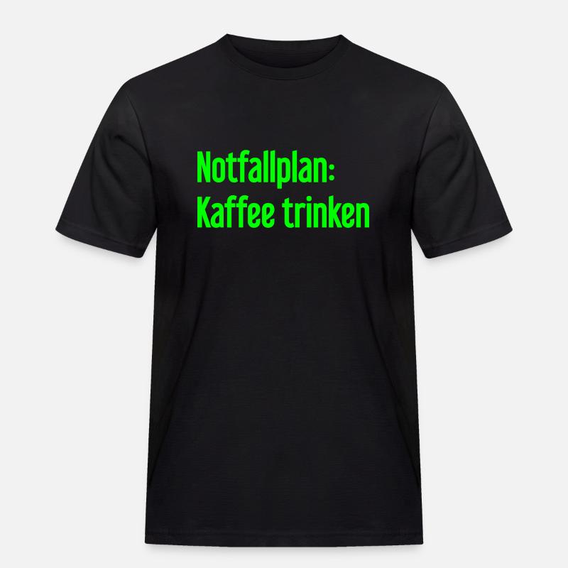 Kaffee-Notfallplan - Männer Workwear T-Shirt - Schwarz