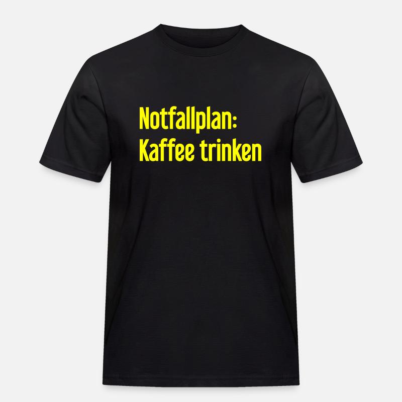 Kaffee-Notfallplan - Männer Workwear T-Shirt - Schwarz