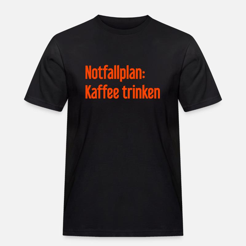 Kaffee-Notfallplan - Männer Workwear T-Shirt - Schwarz