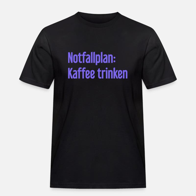 Kaffee-Notfallplan - Männer Workwear T-Shirt - Schwarz