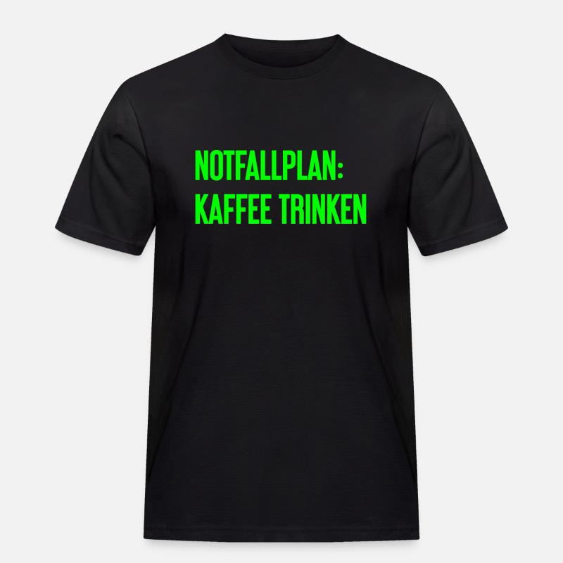 Kaffee-Notfallplan - Männer Workwear T-Shirt - Schwarz