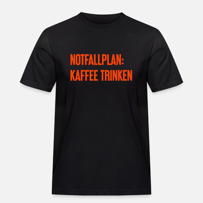 Kaffee-Notfallplan - Männer Workwear T-Shirt - Schwarz