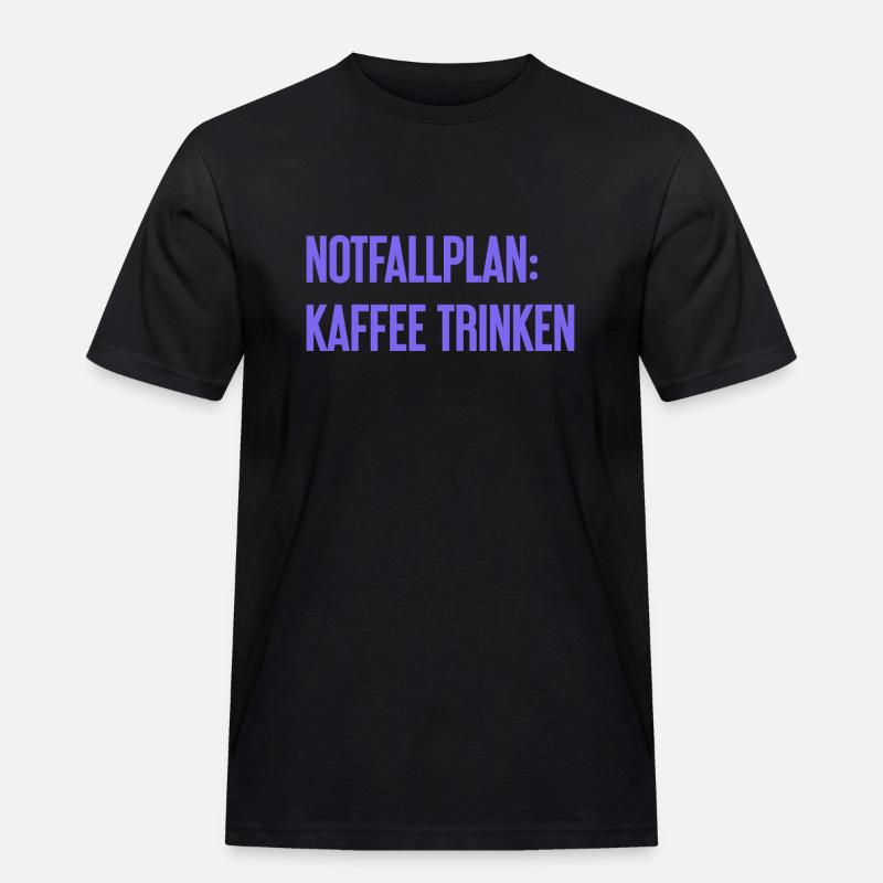 Kaffee-Notfallplan - Männer Workwear T-Shirt - Schwarz