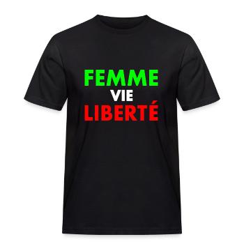 Freiheit des Frauenlebens - Männer Workwear T-Shirt - Schwarz - Vorne - AI Model Male 178 light (178cm)