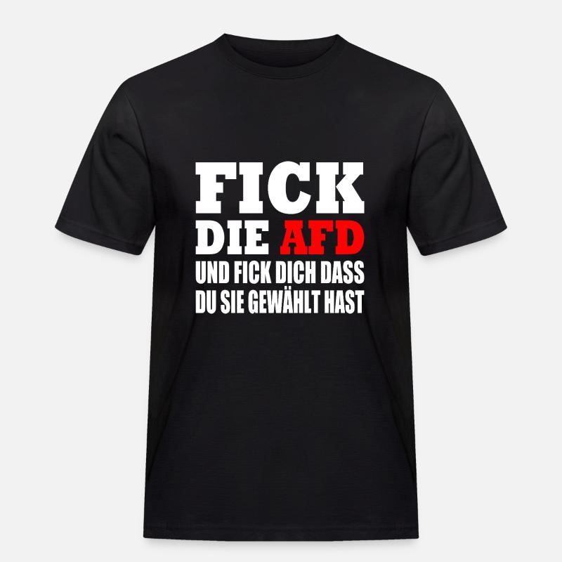 fick die afd - Männer Workwear T-Shirt - Schwarz