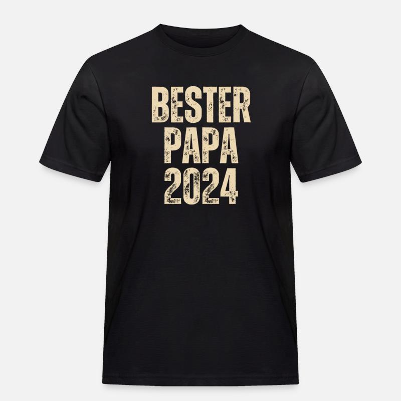 BESTER PAPA 2024 - Männer Workwear T-Shirt - Schwarz