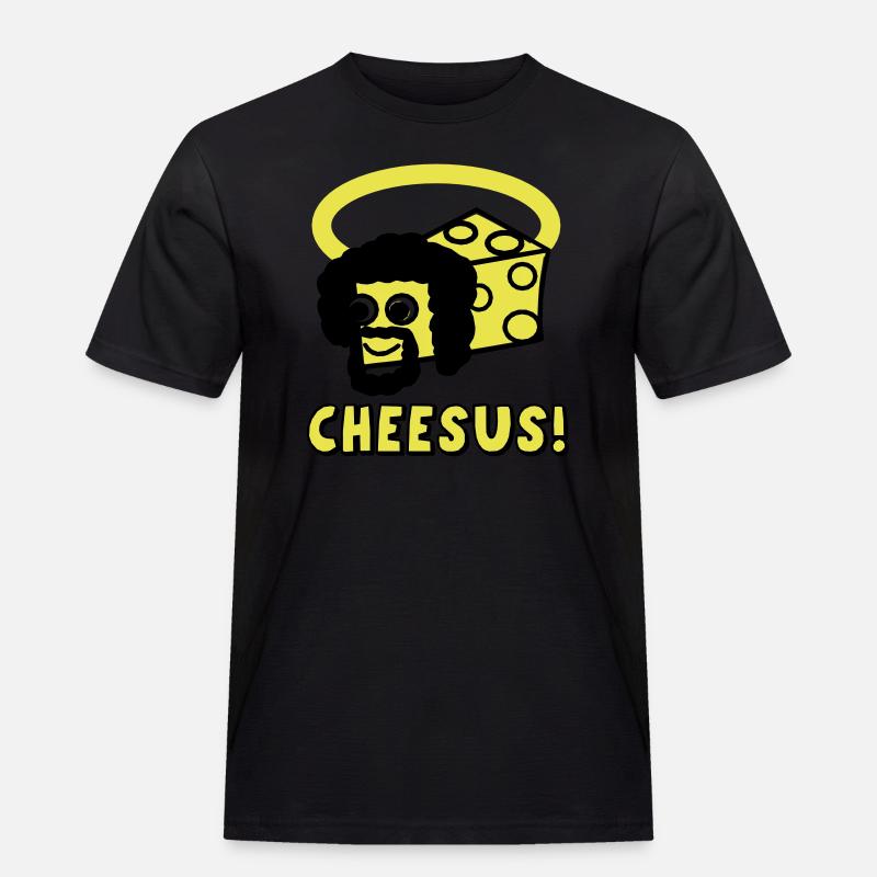 Cheesus - Männer Workwear T-Shirt - Schwarz