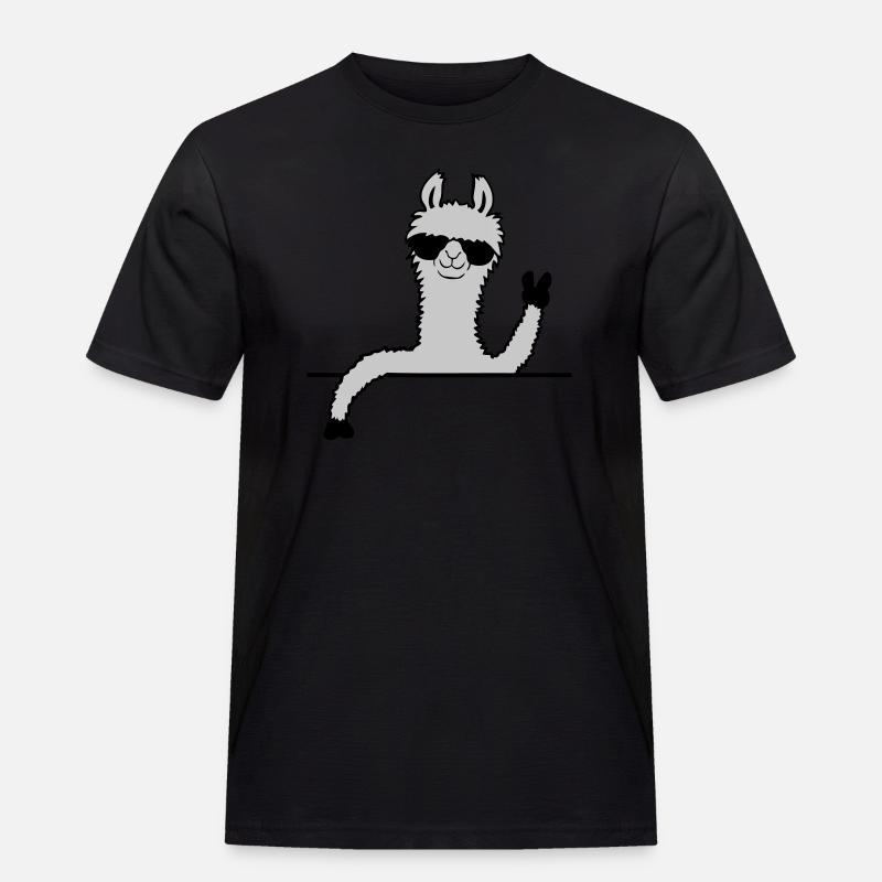 Comic Sonnenbrille Lama - Männer Workwear T-Shirt - Schwarz