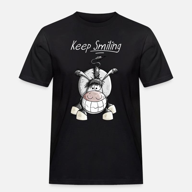 Keep Smiling Esel - Männer Workwear T-Shirt - Schwarz