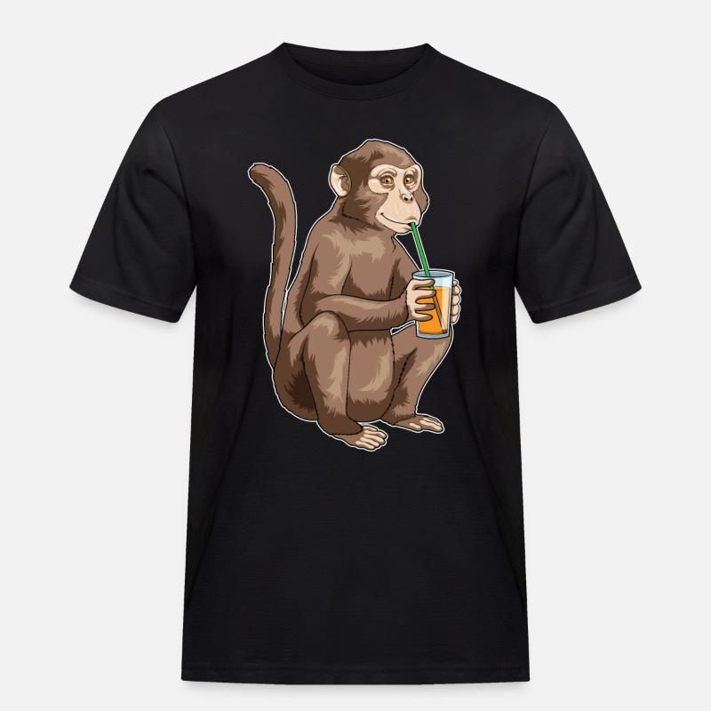 Affe Saft - Männer Workwear T-Shirt - Schwarz