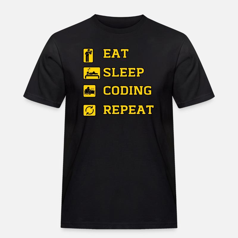 Eat Coding Wiederholung - Männer Workwear T-Shirt - Schwarz
