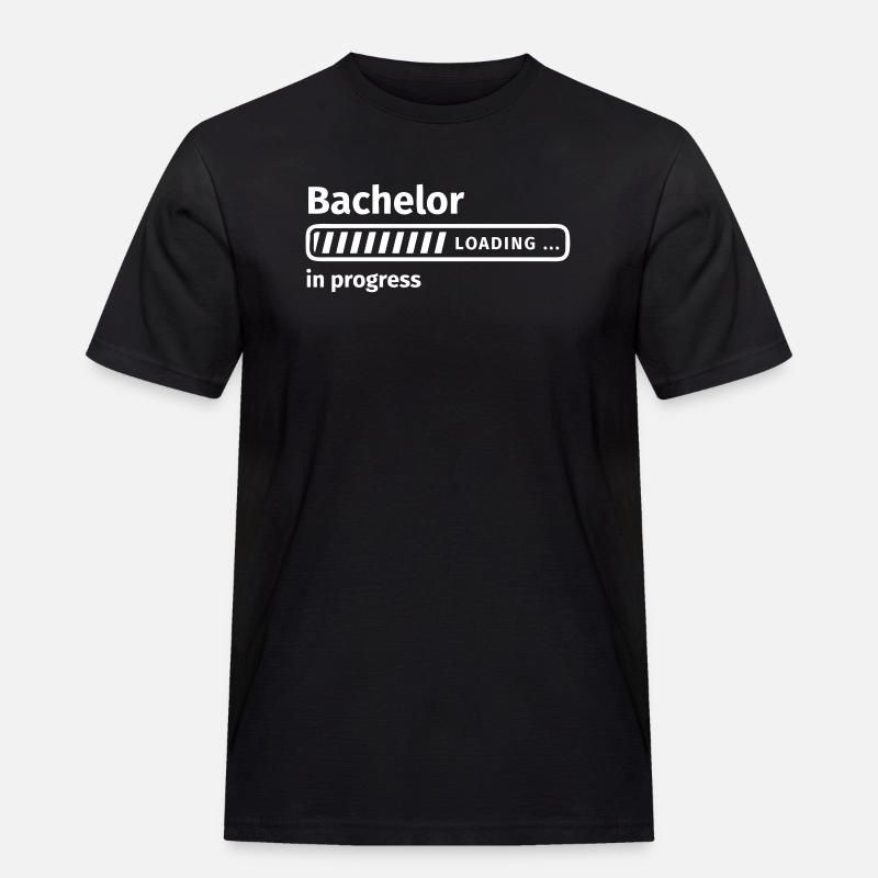 Bachelor in Progress - Männer Workwear T-Shirt - Schwarz