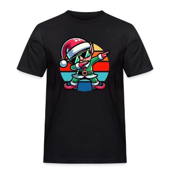 Dabbing Weihnachtself Vintage Sunset - Männer Workwear T-Shirt - Schwarz - Vorne - AI Model Male 178 light (178cm)