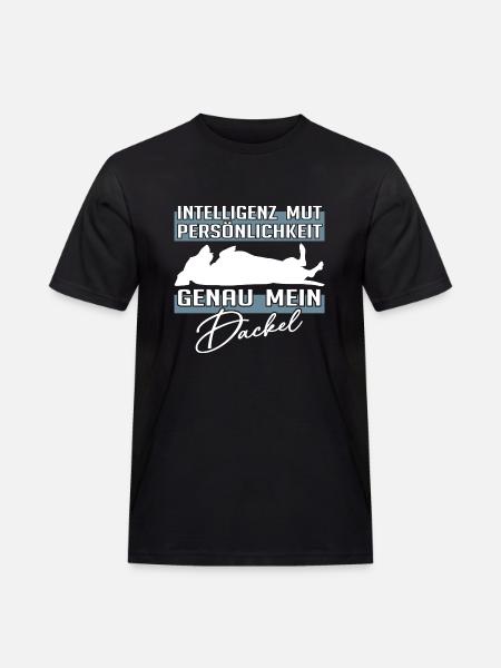 Intelligenz Mut Persönlichkeit - mein Dackel - Männer Workwear T-Shirt - Schwarz