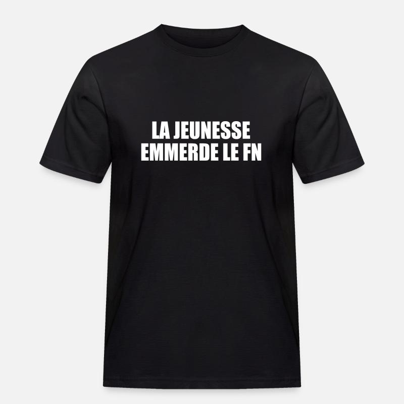 Scheiß auf den Front National - Männer Workwear T-Shirt - Schwarz