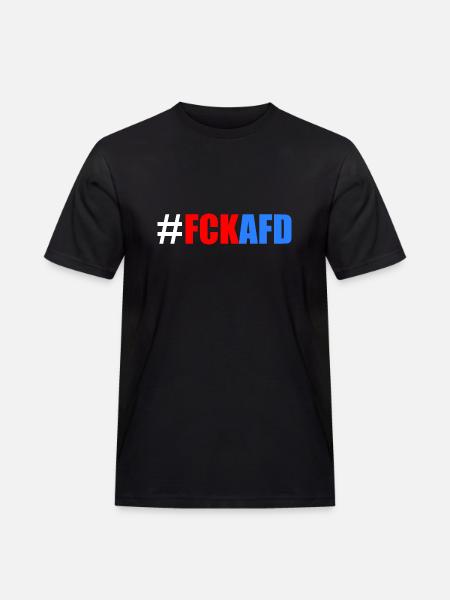 Fck afd - Männer Workwear T-Shirt - Schwarz