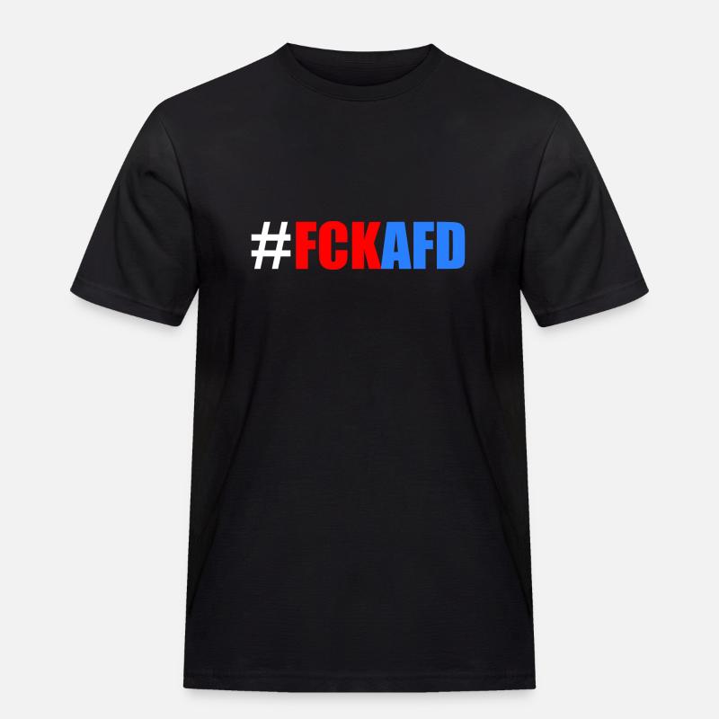 Fck afd - Männer Workwear T-Shirt - Schwarz