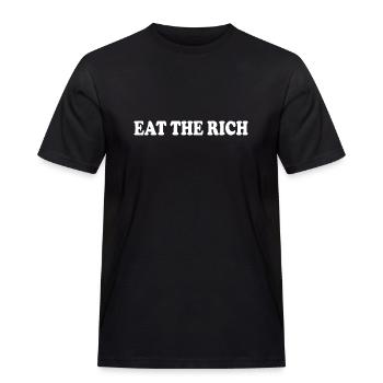 Eat the rich - Männer Workwear T-Shirt - Schwarz - Vorne - AI Model Male 178 light (178cm)