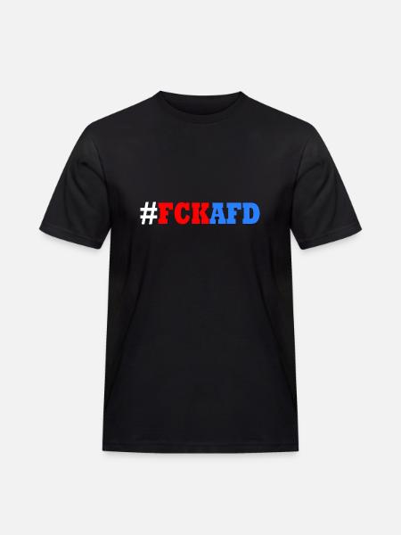 Fck afd - Männer Workwear T-Shirt - Schwarz