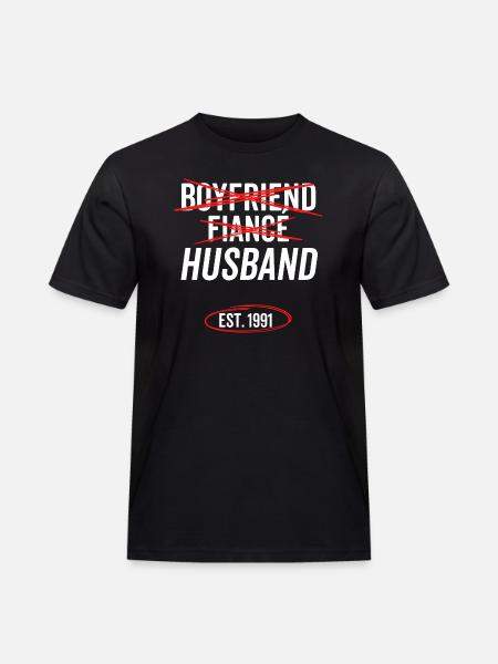 Boyfriend Fiancé Husband Est 1991 - Men's Workwear T-Shirt - black