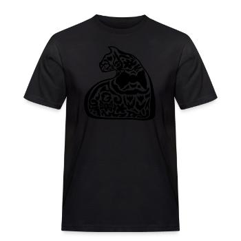 Elegante Katzenform - Männer Workwear T-Shirt - Schwarz - Vorne - AI Model Male 178 light (178cm)