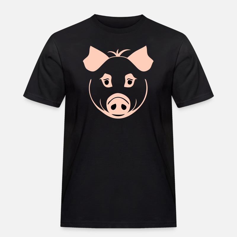 Schwein im Comic Stil - Männer Workwear T-Shirt - Schwarz