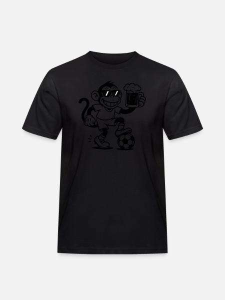 Bier Affe Fussball - Männer Workwear T-Shirt - Schwarz